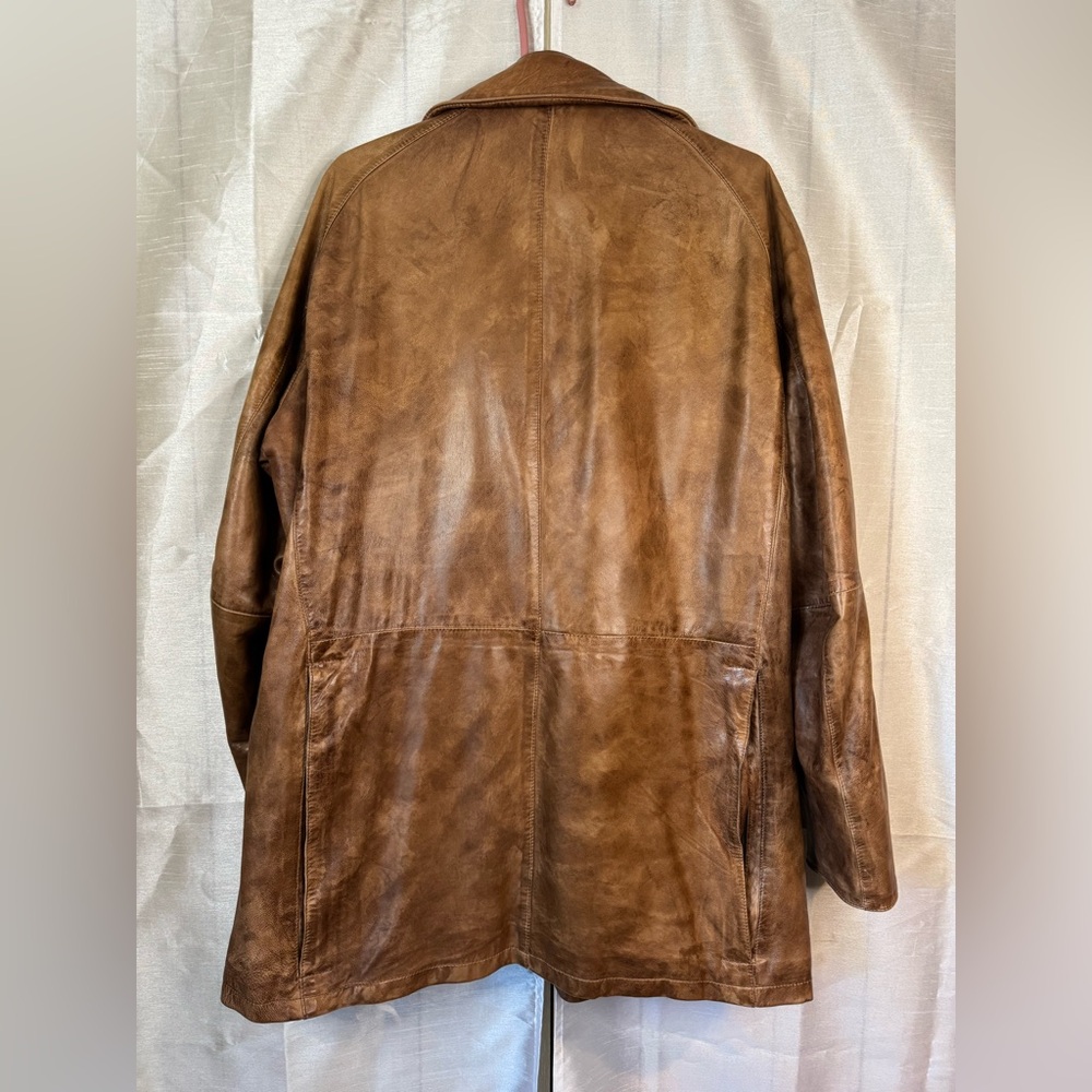 Barbour Men's Tan Leather Field Jacket vintage - Picture 4 of 15